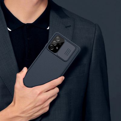 8. Nillkin CamShield Pro Case Gepanzerte Gehäuseabdeckung Kameraschutz für Samsung Galaxy A73 Schwarz