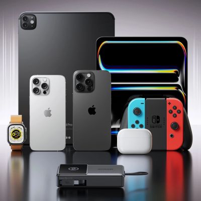 12. Joyroom JR-PR1 10000mAh 22,5W Powerbank mit integriertem einziehbarem USB-C-Kabel - Schwarz