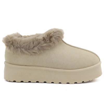 2. Beige Big Star Schneestiefel für Damen mit Fellbesatz an der Plateausohle UU274204