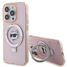 Karl Lagerfeld KLHMP15XHMRSCHP iPhone 15 Pro Max 6,7" rosa/rosa Hardcase Ringständer Choupette Head MagSafe