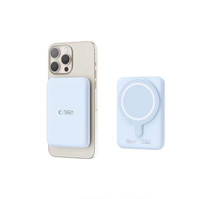 4. Tech-Protect LifeMag PB10 Powerbank mit MagSafe 5000 mAh 15 W USB-C-Anschluss – blau + USB-C-Kabel