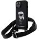 Karl Lagerfeld KLHCP15SSCBSKNK iPhone 15 6,1" Hardcase schwarz/schwarz Crossbody Silikon Ikonik