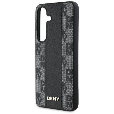 6. DKNY Lederhülle mit Karomuster und MagSafe-Funktion für Samsung Galaxy S25, Schwarz