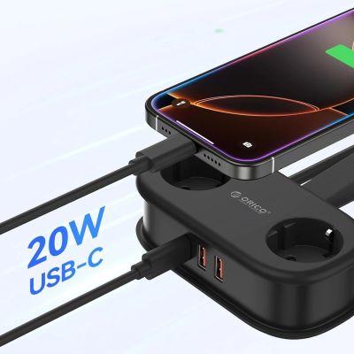 4. Orico APP 15,5W 5-in-1 Steckdosenleiste (2x AC + 2x USB-A + 1x USB-C) – Schwarz