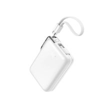 Joyroom JR-PBF27 Pro 10000mAh 30W Powerbank mit integriertem USB-C-Kabel und zusätzlichem bidirektionalem USB-C-auf Lightning Kabel – Weiß