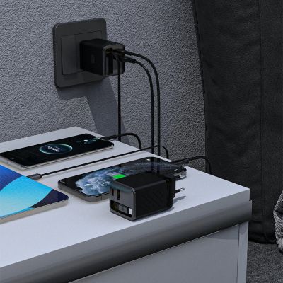 5. Dudao A67EU GaN 67W Wandladegerät mit integriertem, einziehbarem USB-C Power Delivery Quick Charge - Schwarz