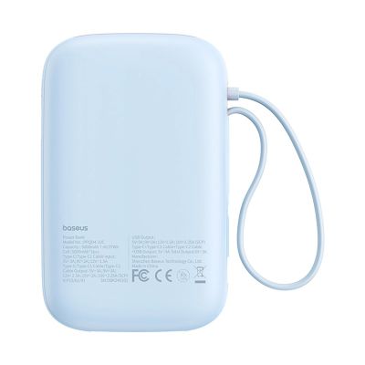 2. Baseus QPow 2 30W 10000mAh Powerbank mit integrierten USB-C-Kabeln – Blau