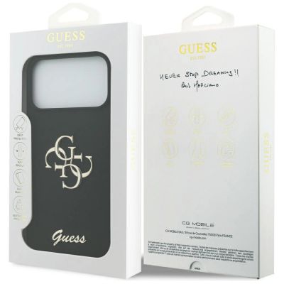 8. Guess Silikonhülle mit großem 4G-Schriftzug für iPhone 17 Pro Max – Schwarz