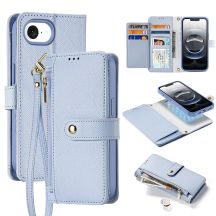 Dux Ducis Lawa Lederhülle für iPhone 16e / 17e mit abnehmbarer magnetischer Brieftasche – Blau
