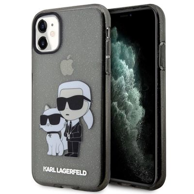 Karl Lagerfeld KLHCN61HNKCTGK iPhone 11 / Xr 6.1" schwarz/schwarz Hardcase Gliter Karl&Choupette