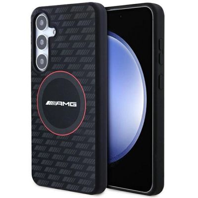 AMG Silikon Carbon Pattern MagSafe Hülle für Samsung Galaxy S24 - Schwarz