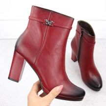 Damen-Stiefeletten mit Blockabsatz, warm gefüttert, rot M.Daszyński AF125-22