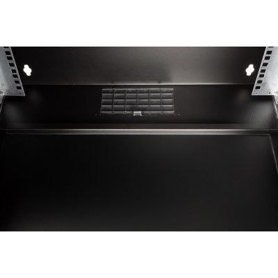 40. 19-Zoll-12-HE-Wandnetzwerkschrank, SOHO PRO 595 x 540 x 400 mm, Glastür, schwarz, unmontiert, 60 kg