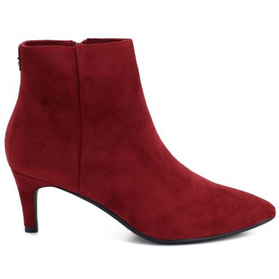 2. Gefütterte Damen-Ankle-Boots mit niedrigem Absatz, rotes Wildleder, Sergio Leone BT-65