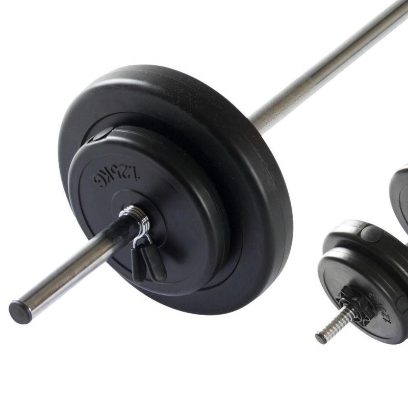 4. VIRTUFIT VERSTELLBARES LANGHANTELSET - KURZHANTELSET - 30,5 KG - SCHWARZ