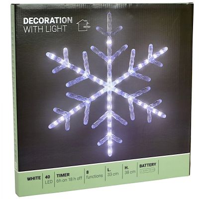 7. Schneeflocken-Dekorationsleuchte zum Aufhängen, 40 weiße LEDs