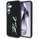 Karl Lagerfeld Silikon Metall Signature Logo Samsung Galaxy S25 Hülle schwarz