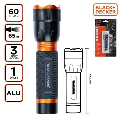 4. Taktische Aluminium-Taschenlampe 1 W, 60 Lumen, BLACK+DECKER