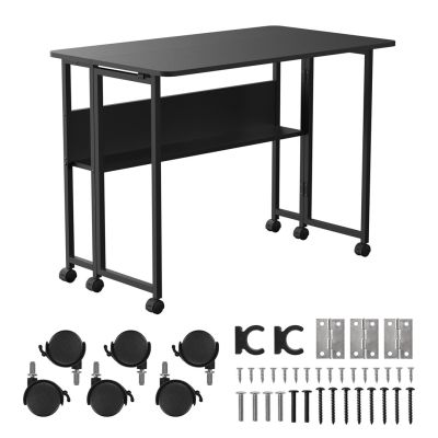 Klappbarer Schreibtisch Maclean, schwarz, mobil, 100 x 58 cm, max. 50 kg, MC-126 B