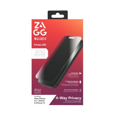 4. ZAGG InvisibleShield Glass Elite Privacy 360 - Sichtschutzglas für iPhone 15/16 (4 Richtungen)