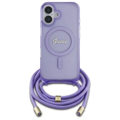 2. Guess Crossbody Cord Script MagSafe Hülle für iPhone 16 – Lila
