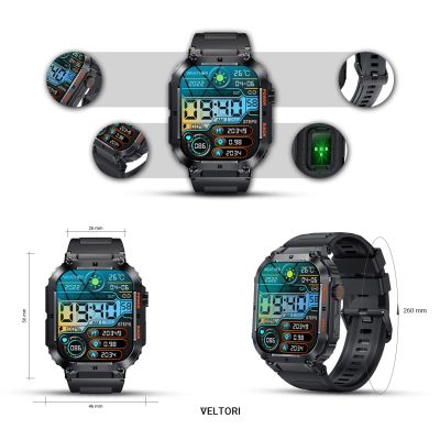 9. VELTORI VT200-1 Smartwatch Schwarzes Silikonarmband