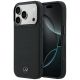 Mercedes Leder-Mesh-Hülle mit Bow Line MagSafe für iPhone 18 Pro Max / 17 Pro Max – Schwarz