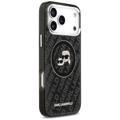4. Karl Lagerfeld IML Glitter Karl&Choupette Heads Logo MagSafe Case für iPhone 17 Pro Max - Schwarz