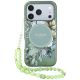 Guess IML Flowers Pearl Strap MagSafe Hülle für iPhone 18 Pro / 17 Pro – grün