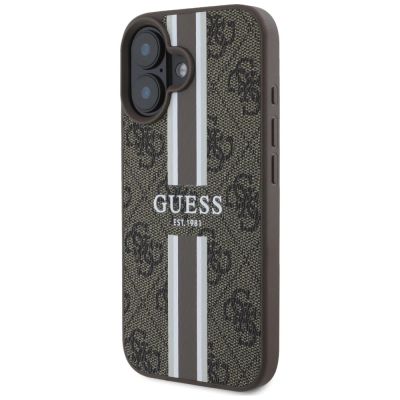 10. Guess 4G Printed Stripes MagSafe-Hülle für iPhone 16 – braun