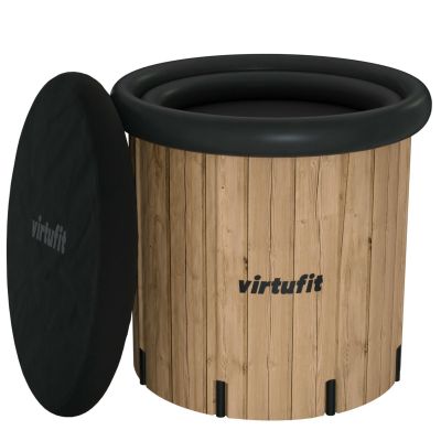 VIRTUFIT EISBAD XXL - 375 LITER - HOLZIMITAT - MIT ZUBEHÖR