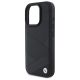 6. BMW Sign Leather Crossing Lines Pattern Hülle für iPhone 16 Pro Max – Schwarz