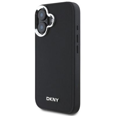 2. DKNY Plain Silver Logo MagSafe Hülle für iPhone 16 – Schwarz