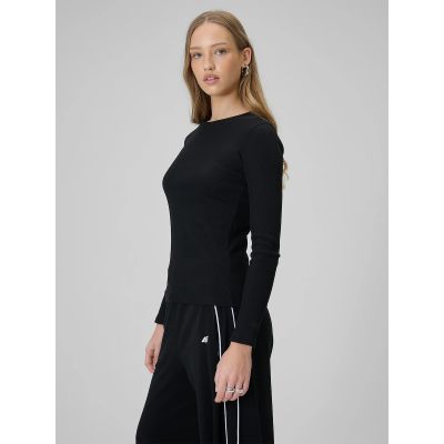 4. Damen Langarm-Strickpullover mit schmaler Rippstrickbündchen, Größe 4F 4FRAW25TLONF656-20S