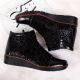 23. Damen-Lederboots mit Warmfutter und Print, schwarz, Filippo