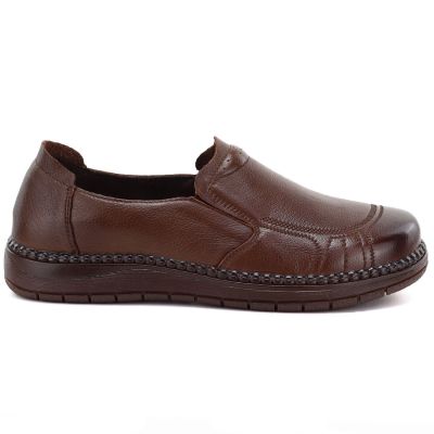 2. Bequeme Damen-Slipper aus Leder, braun, Vinceza 107241