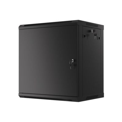 3. LANBERG Wandregalschrank 19" 12HE 600x450 Metalltür Schwarz (Bausatz) WF01-6412-00B