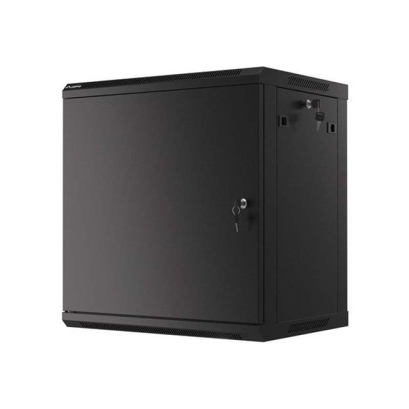 3. LANBERG Wandregalschrank 19" 12HE 600x450 Metalltür Schwarz (Bausatz) WF01-6412-00B