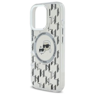 6. Karl Lagerfeld IML Monogram Karl & Choupette Head MagSafe Hülle für iPhone 16 Pro – transparent