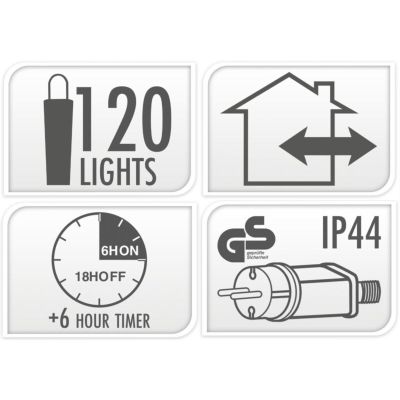 2. Weihnachtsbaumbeleuchtung, 120 LEDs, Lichterkette mit Timer, mehrfarbig, Macarons