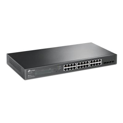TP-Link JetStream TL-SG2428P Managed Network Switch L2/L2+ Gigabit Ethernet (10/100/1000) mit PoE-Unterstützung, 1 HE, Schwarz