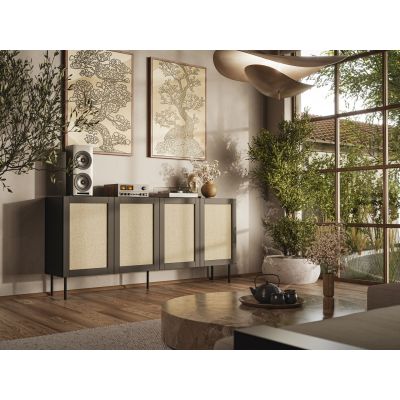 3. Jute-Kommode 4D 202x39,5x85 schwarz + Calabria Linoleum