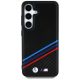 3. BMW Leder Tricolor Crossing Stripes MagSafe Hülle für Samsung Galaxy S25 - Schwarz