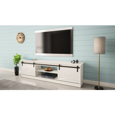 6. GRANERO TV-Schrank 200x56,7x35 weiß/weiß glänzend