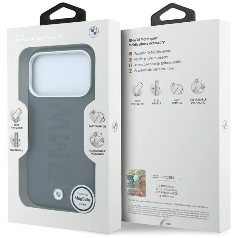 8. BMW -Logo-zentrierte MagSafe-Hülle für iPhone 18 Pro Max / 17 Pro Max – Grau