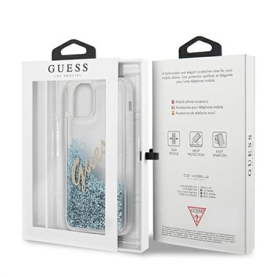 8. Guess GUHCP12SGLVSBL iPhone 12 mini 5.4" Blau/Blau Hardcase Glitter Vintage Script