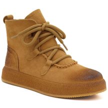 Damen-Ankle-Boots aus Leder mit dicker Sohle, kamelfarben, Artiker 55C1008