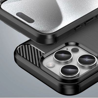 7. Carbon Case Silikonhülle für iPhone 16 Pro - Schwarz