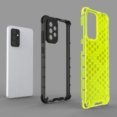 7. Honeycomb Handyhülle Schutzhülle mit TPU Rahmen für Samsung Galaxy A72 4G blau