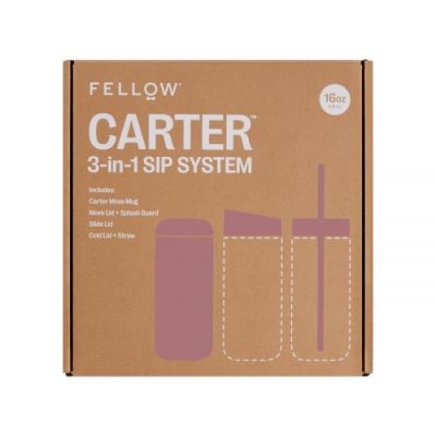 3. 473 ml Carter Move 3-in-1 Thermobecher + 3 Fellow-Verschlusskappen, puderrosa